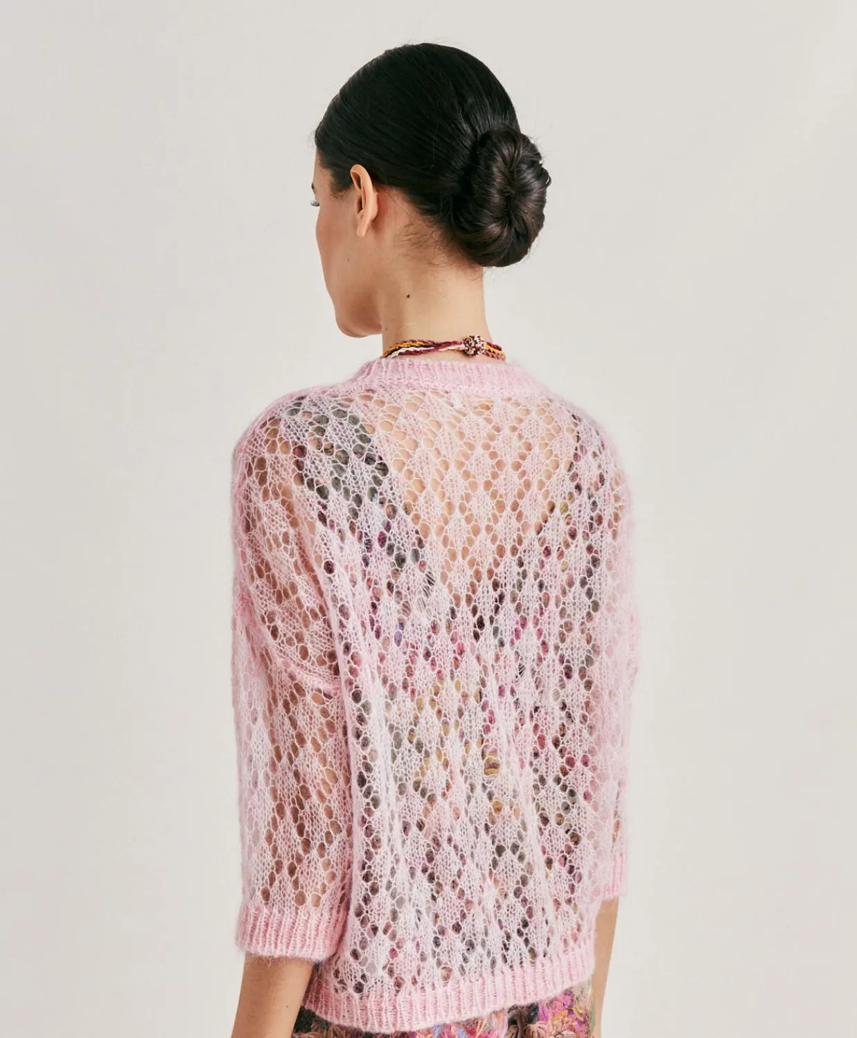 Donne Momonì Maglieria-Maglia Campanula In Soft Mohair - Rosa Baby
