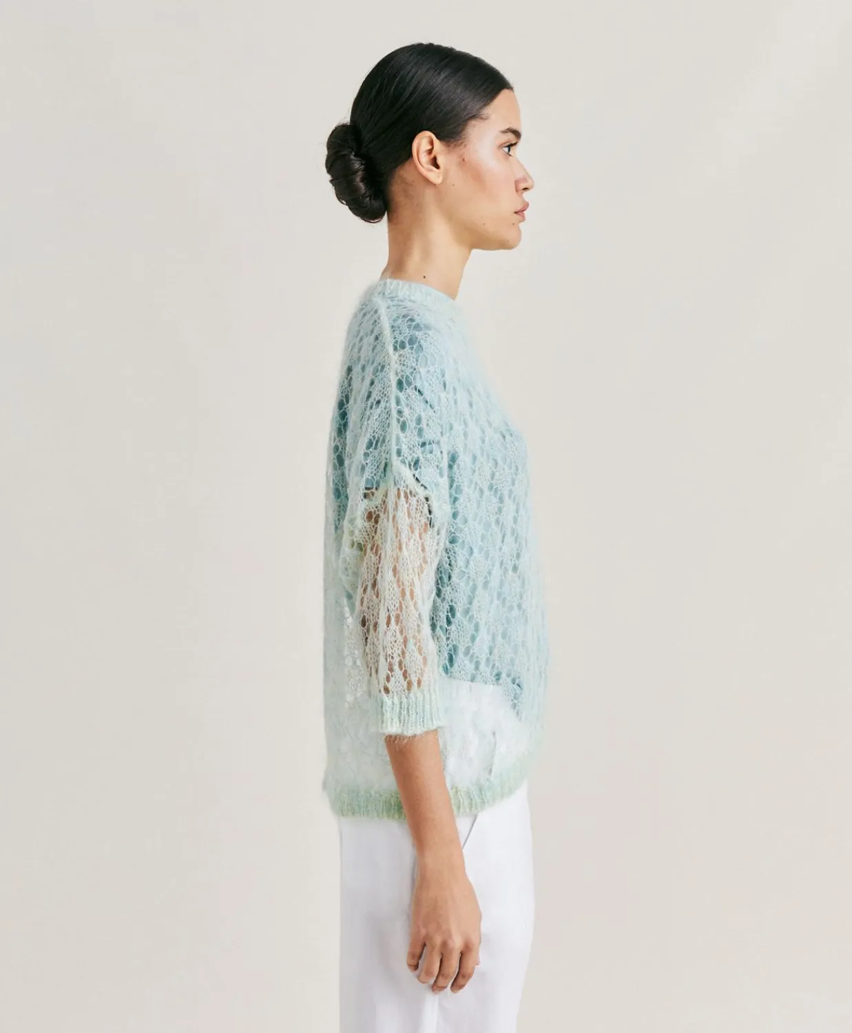 Donne Momonì Maglieria-Maglia Campanula In Soft Mohair - Turchese