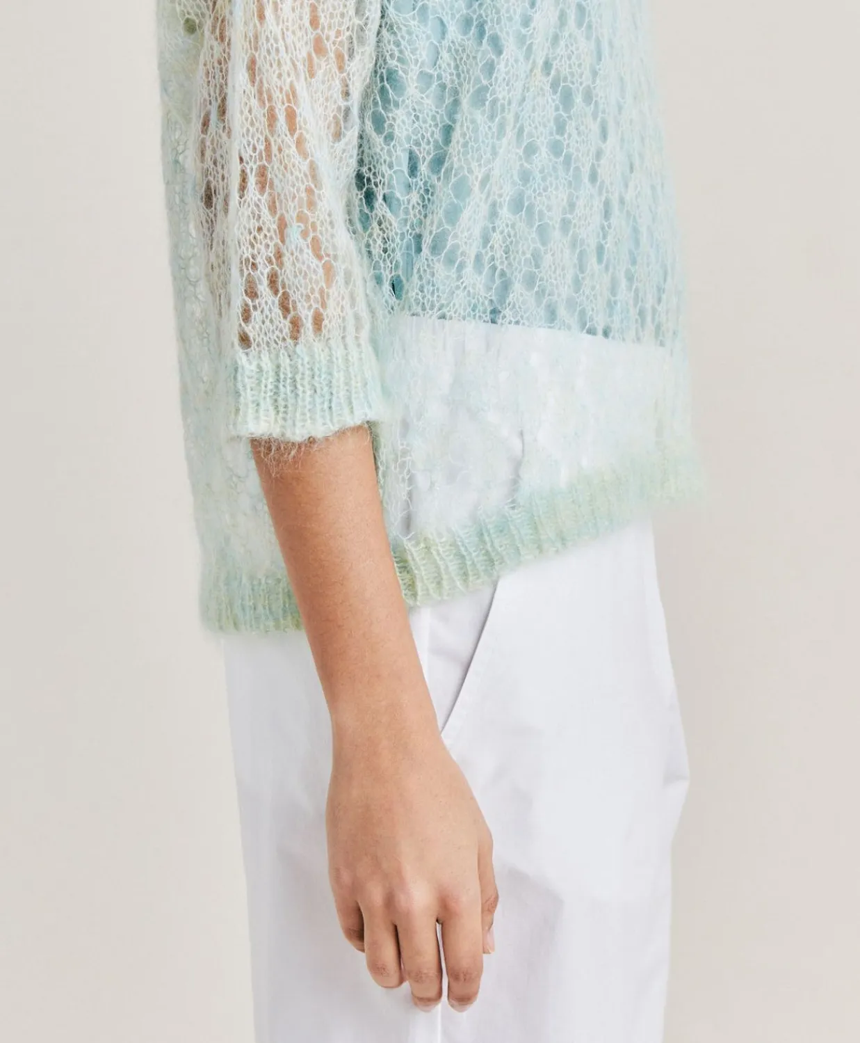 Donne Momonì Maglieria-Maglia Campanula In Soft Mohair - Turchese