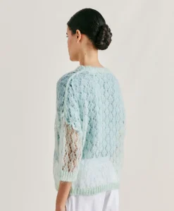 Donne Momonì Maglieria-Maglia Campanula In Soft Mohair - Turchese