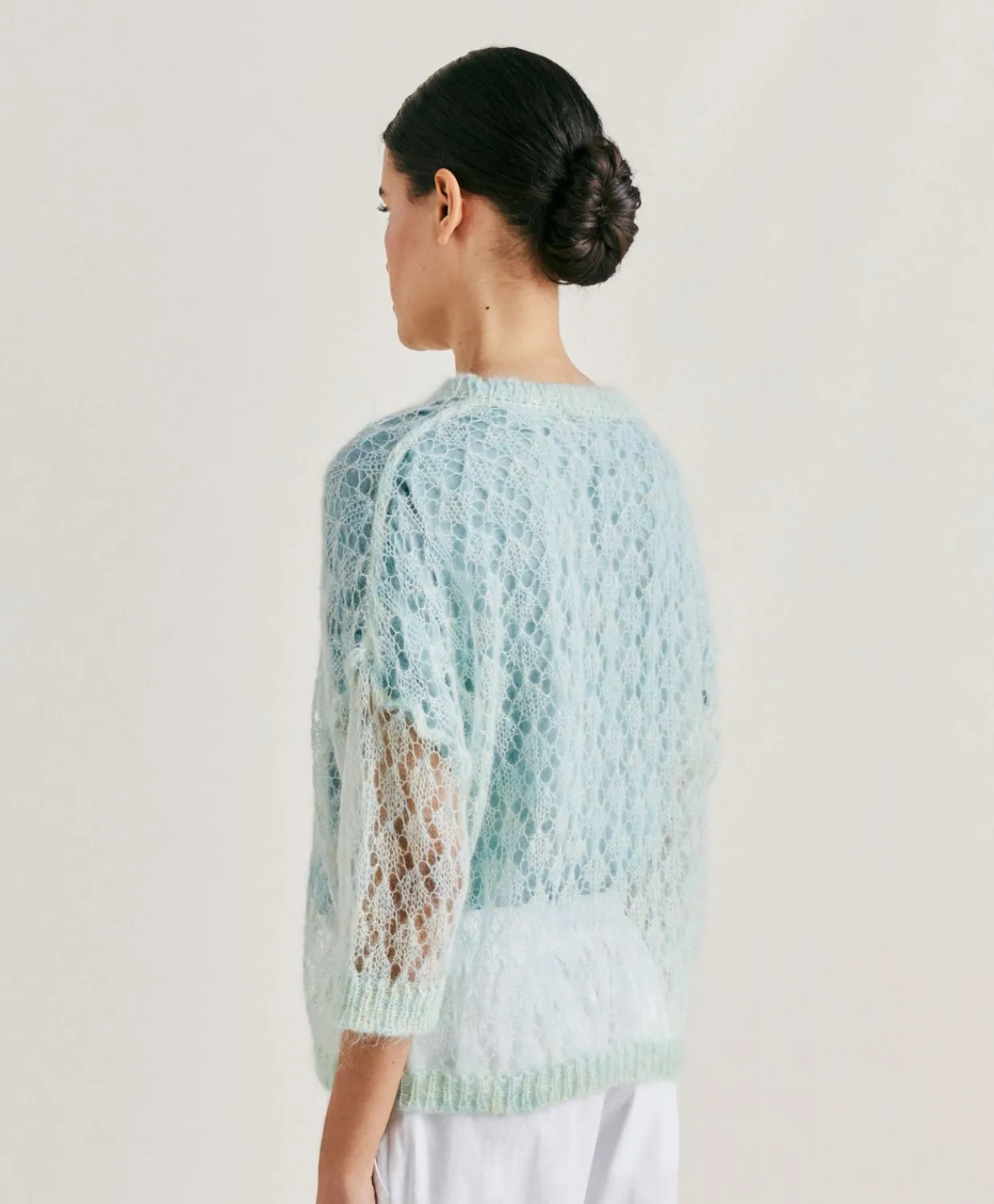 Donne Momonì Maglieria-Maglia Campanula In Soft Mohair - Turchese