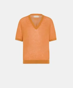 Donne Momonì Maglieria-Maglia Edie In Lino - Arancio