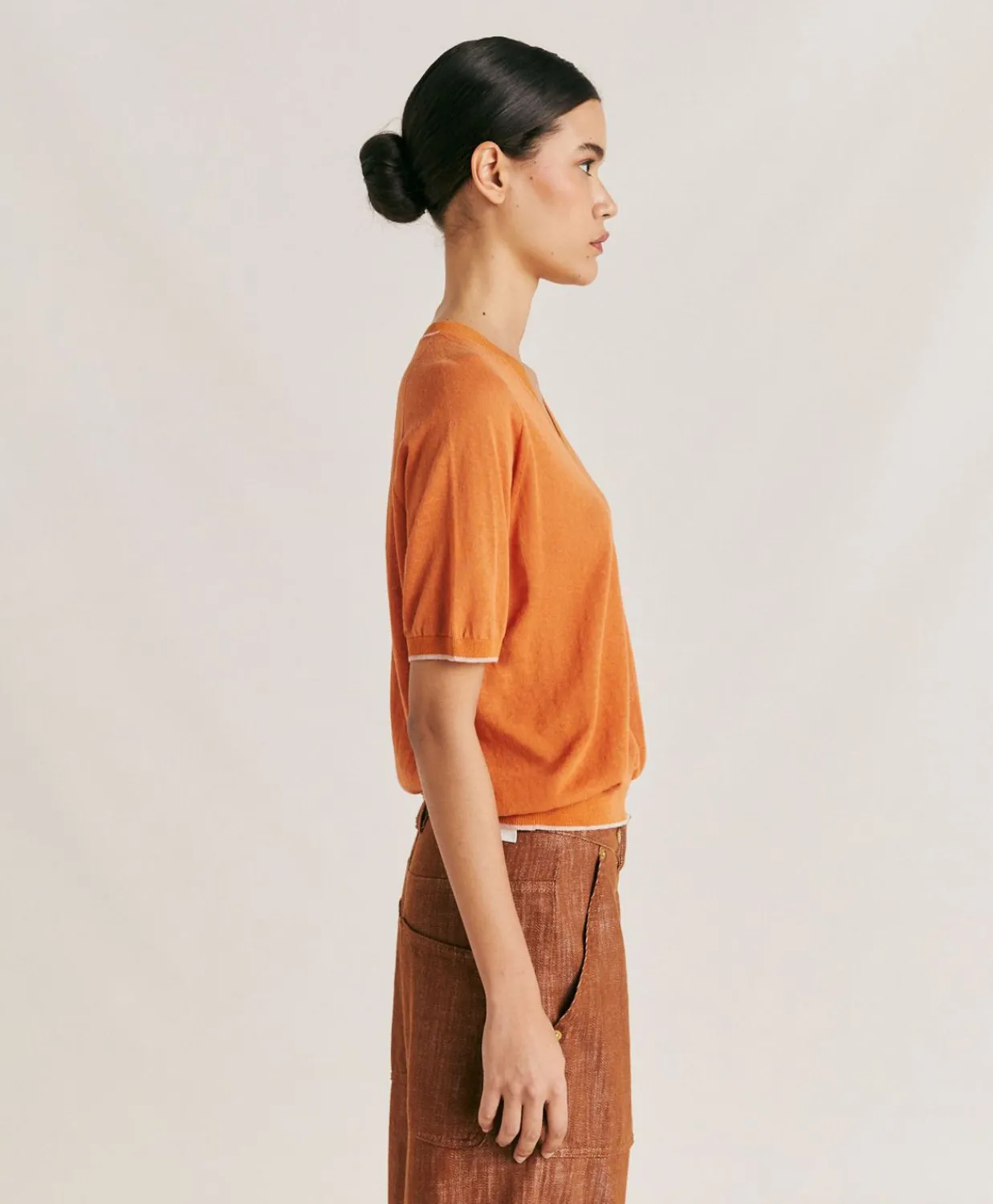 Donne Momonì Maglieria-Maglia Edie In Lino - Arancio
