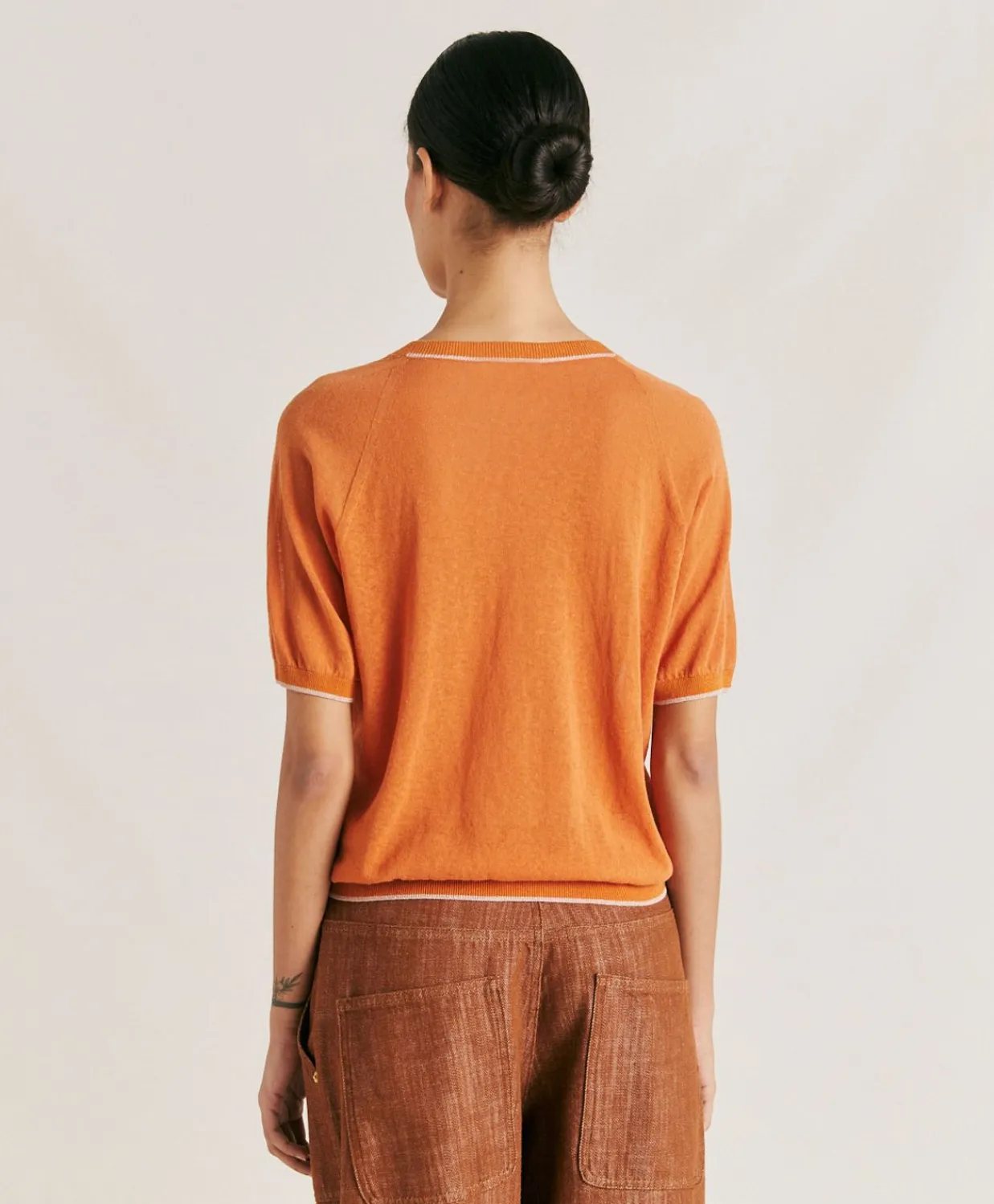 Donne Momonì Maglieria-Maglia Edie In Lino - Arancio