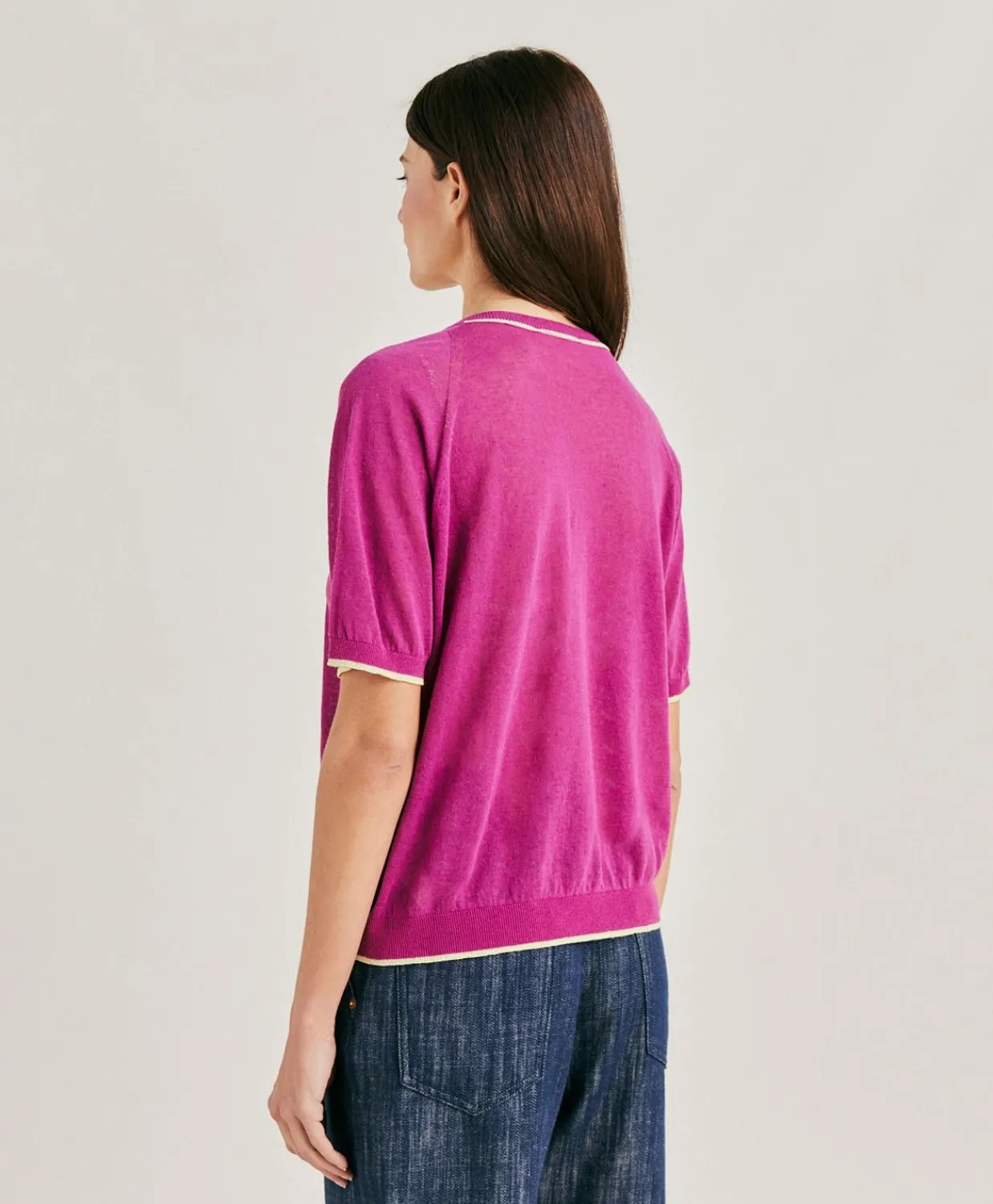 Donne Momonì Maglieria-Maglia Edie In Lino - Ciclamino