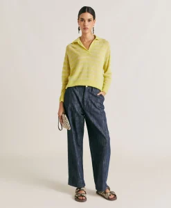 Donne Momonì Maglieria-Maglia Egide Perlata Righe Lurex - Lime
