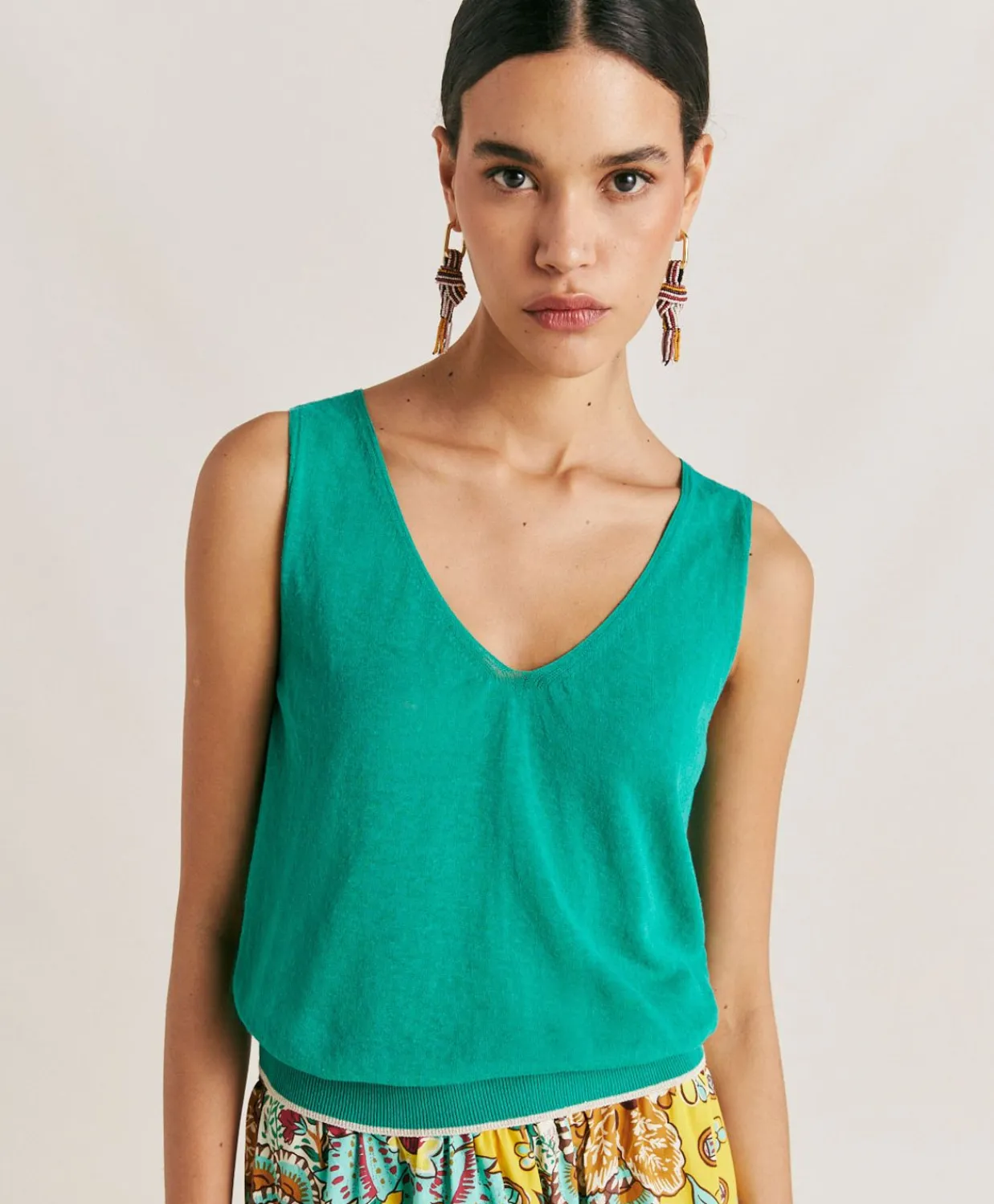 Donne Momonì Maglieria-Maglia Graziosa In Lino - Smeraldo