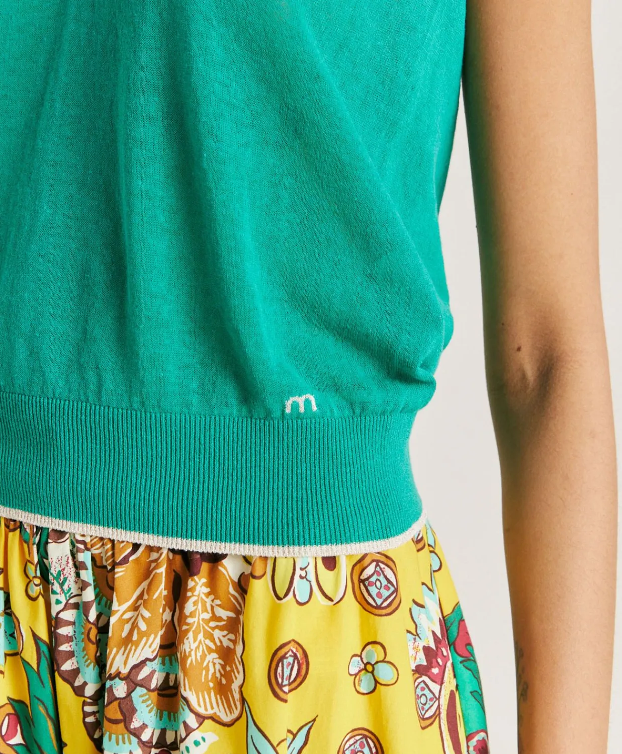 Donne Momonì Maglieria-Maglia Graziosa In Lino - Smeraldo
