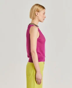 Donne Momonì Maglieria-Maglia Graziosa In Lino - Ciclamino