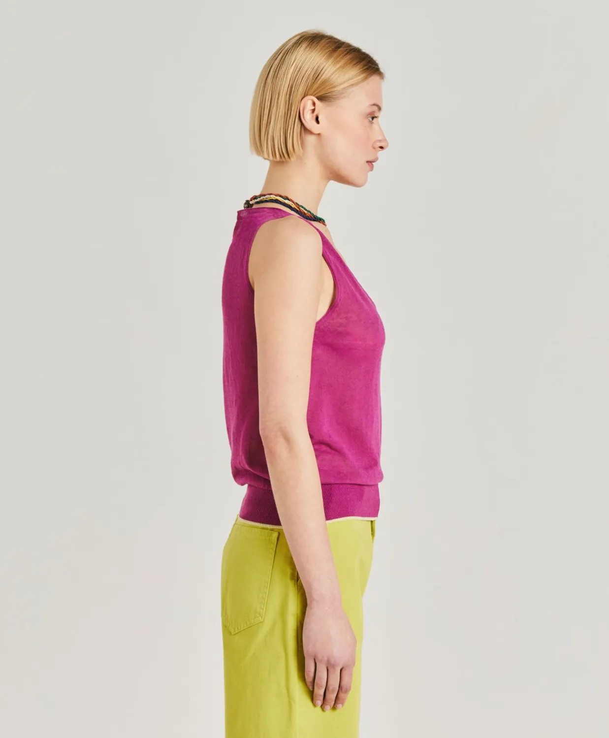 Donne Momonì Maglieria-Maglia Graziosa In Lino - Ciclamino