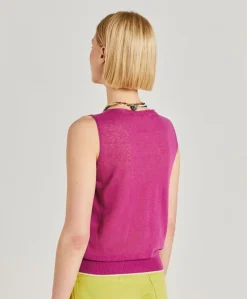 Donne Momonì Maglieria-Maglia Graziosa In Lino - Ciclamino
