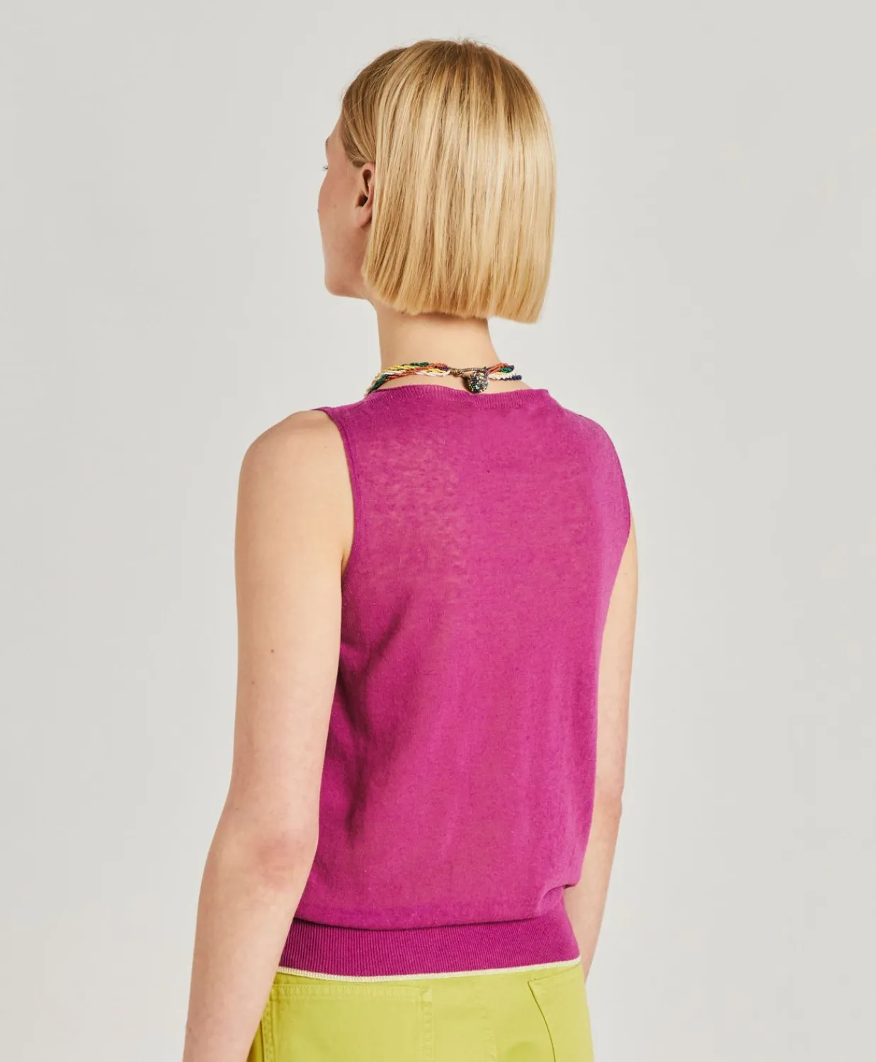 Donne Momonì Maglieria-Maglia Graziosa In Lino - Ciclamino