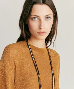 Donne Momonì Maglieria-Maglia Jacinto Perlata Lurex - Caramello