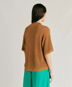 Donne Momonì Maglieria-Maglia Jacinto Perlata Lurex - Caramello