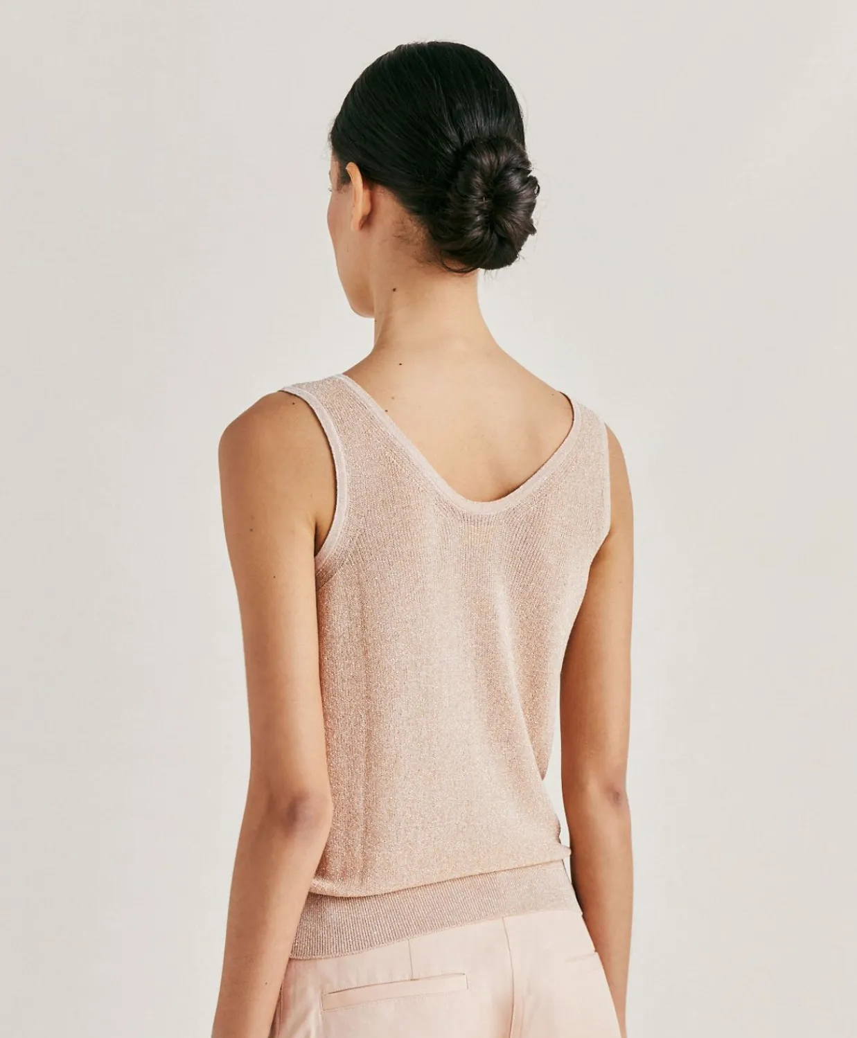 Donne Momonì Maglieria-Maglia Liccia Perlata Lurex - Cipria