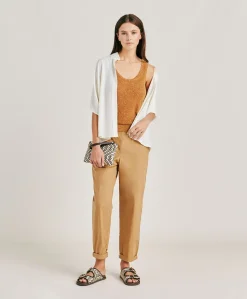 Donne Momonì Maglieria-Maglia Liccia Perlata Lurex - Caramello