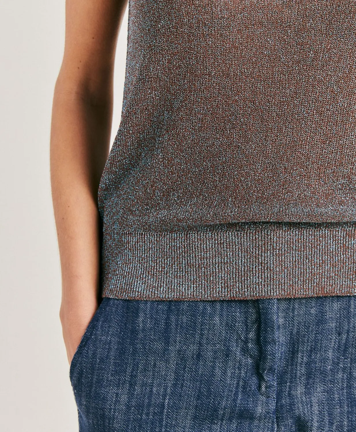 Donne Momonì Maglieria-Maglia Liccia Perlata Lurex - Corteccia