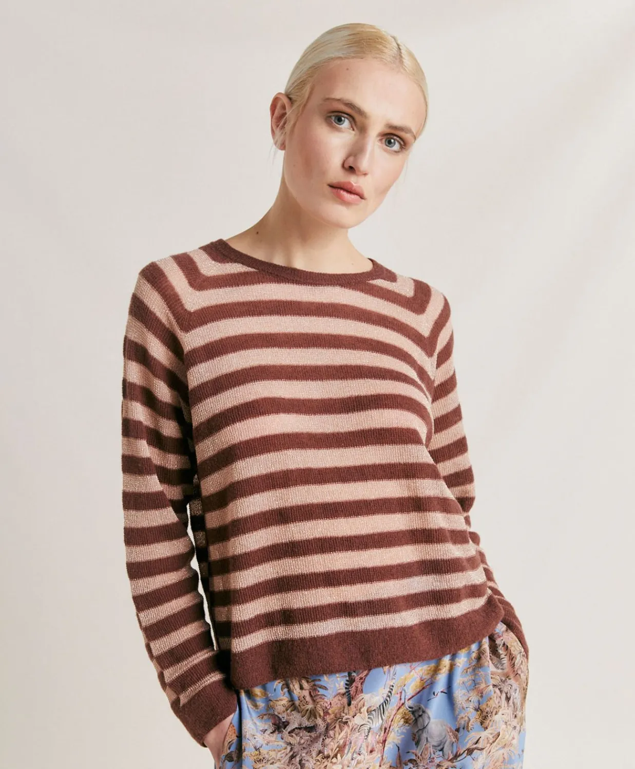 Donne Momonì Maglieria-Maglia Marmotta Perlata Righe Lurex - Glace'