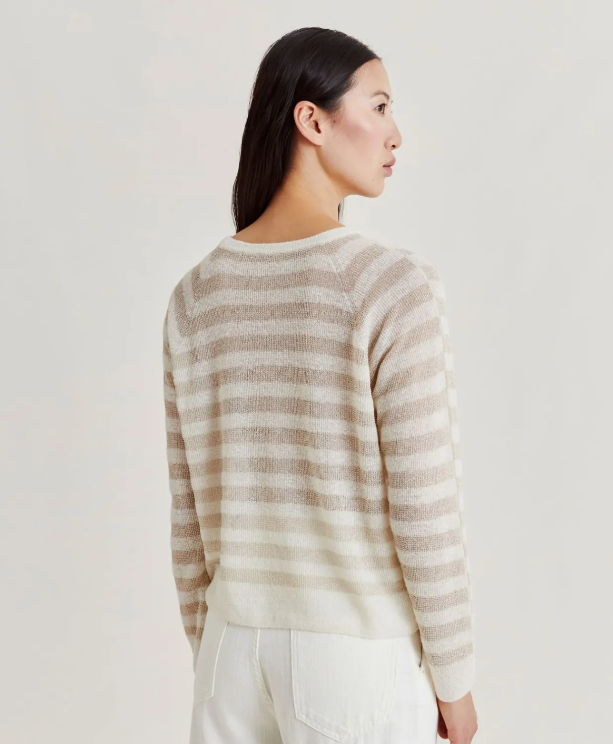 Donne Momonì Maglieria-Maglia Marmotta Perlata Righe Lurex - Panna