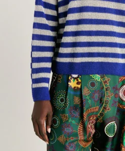 Donne Momonì Maglieria-Maglia Marmotta Perlata Righe Lurex - Bluette
