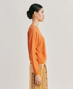 Donne Momonì Maglieria-Maglia Rio In Lino - Arancio