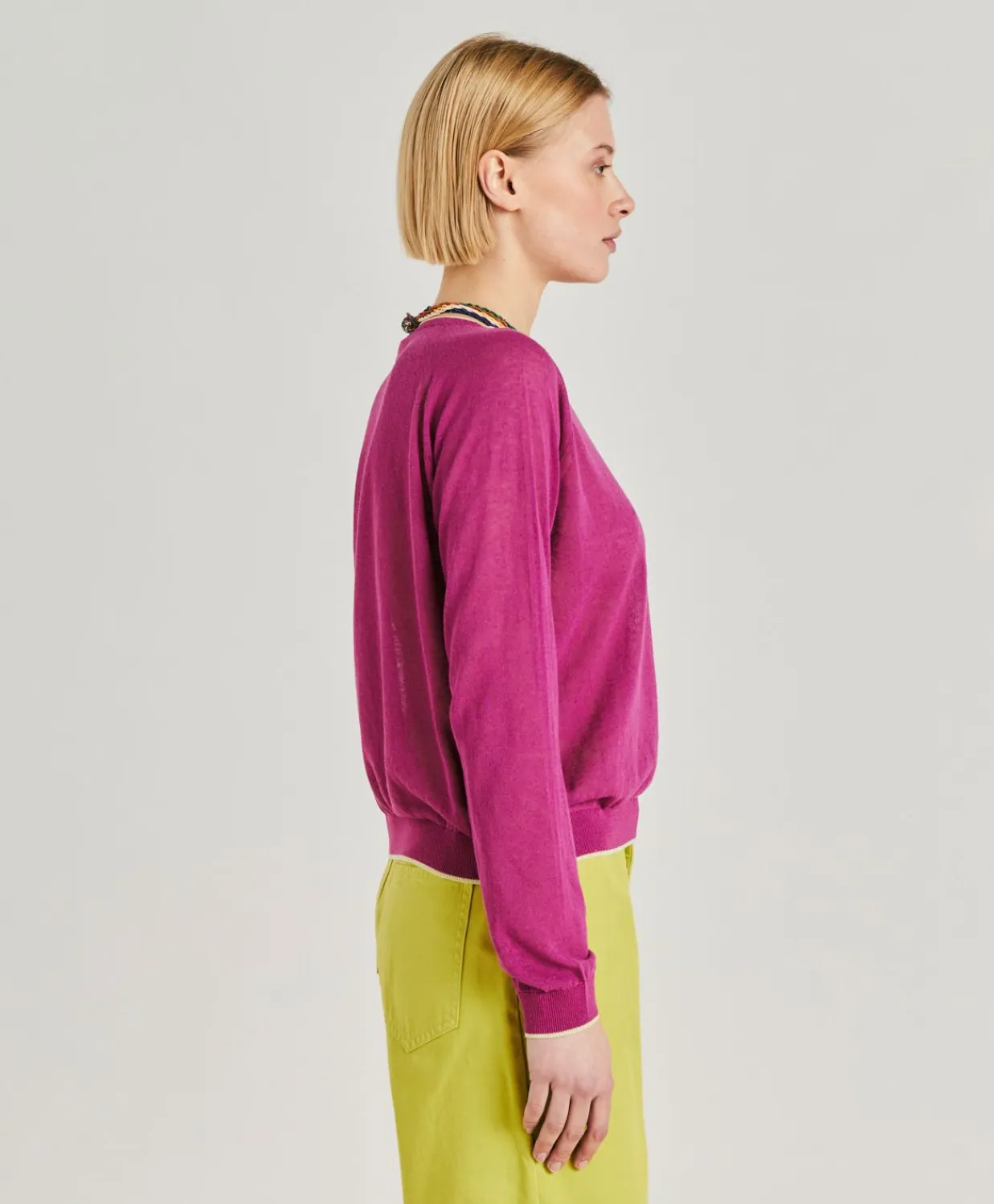 Donne Momonì Maglieria-Maglia Rio In Lino - Ciclamino