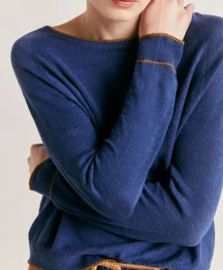 Donne Momonì Maglieria-Maglia Rio In Lino Elasticizzato - Blu