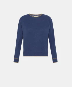 Donne Momonì Maglieria-Maglia Rio In Lino Elasticizzato - Blu