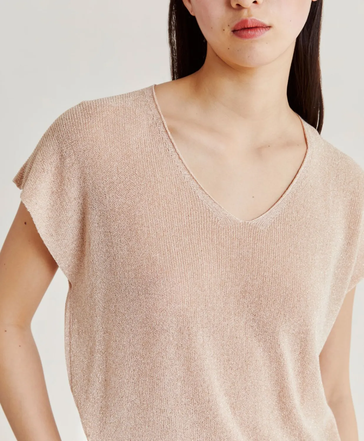 Donne Momonì Maglieria-Maglia Suzanna Perlata Lurex - Cipria