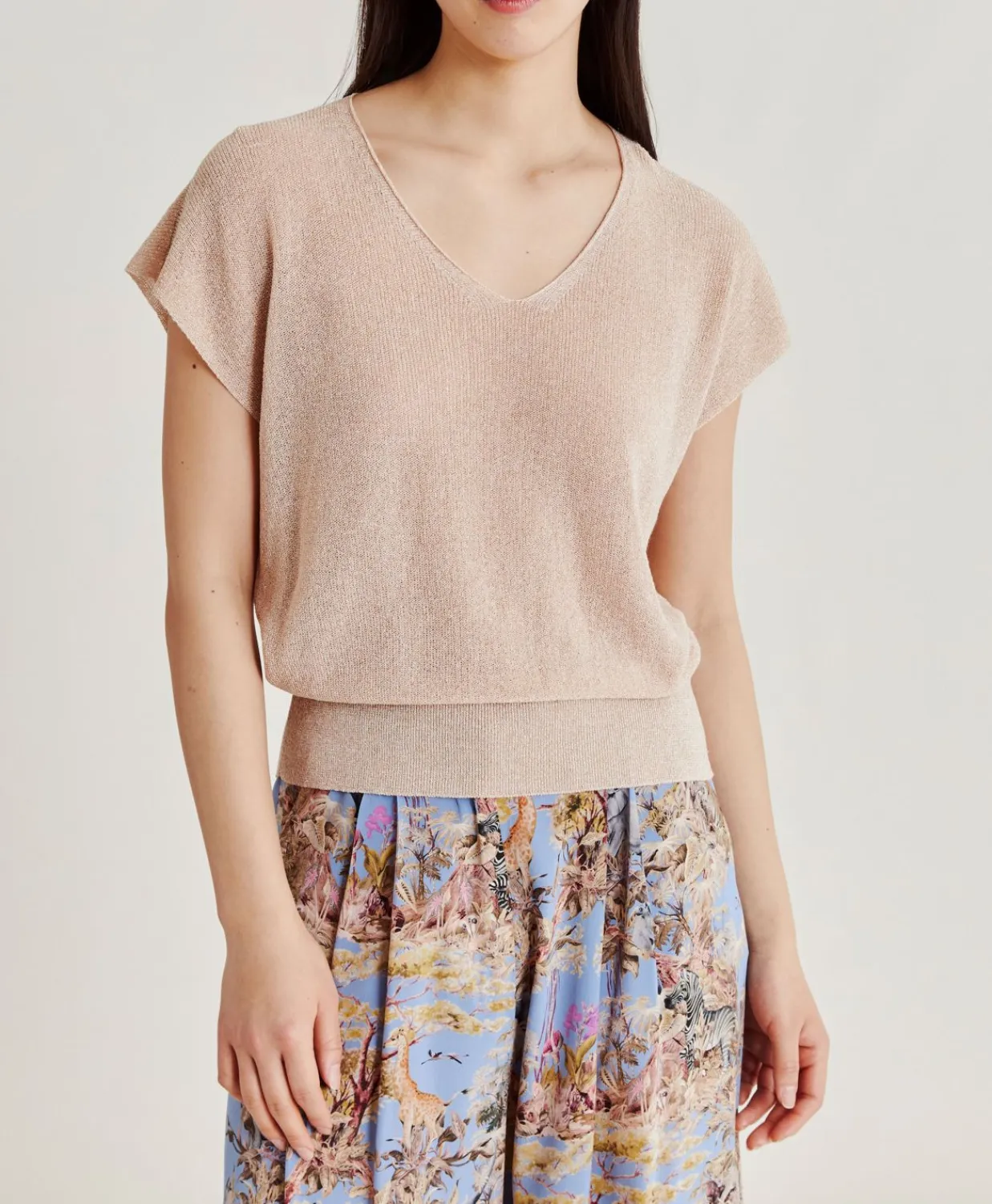 Donne Momonì Maglieria-Maglia Suzanna Perlata Lurex - Cipria