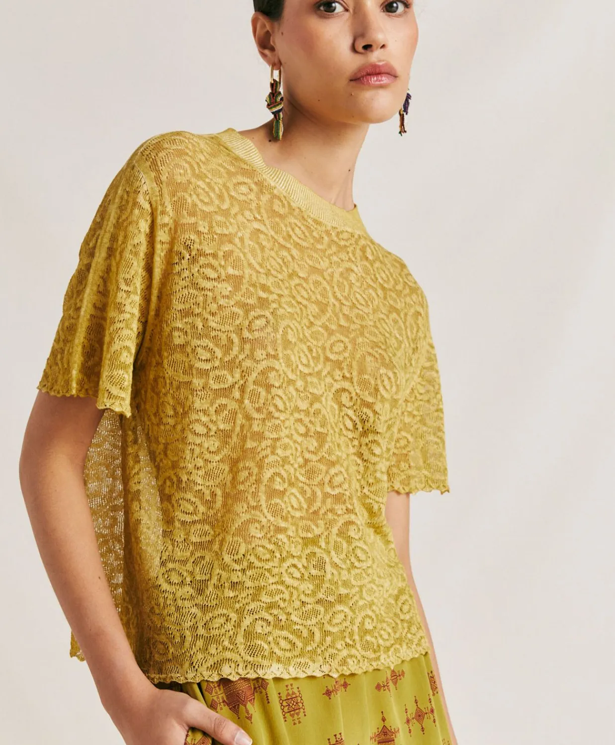 Donne Momonì Maglieria-Maglia Sveva In Lino - Olio