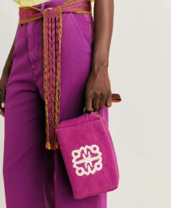 Donne Momonì Borse E Pochette-Make Up Bag Pira In Canvas Con Ricamo - Ciclamino