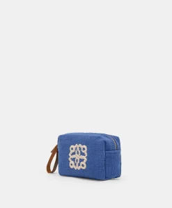 Donne Momonì Borse E Pochette-Make Up Bag Pira In Canvas Con Ricamo - Bluette