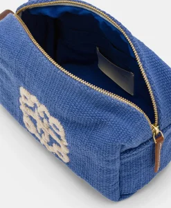 Donne Momonì Borse E Pochette-Make Up Bag Pira In Canvas Con Ricamo - Bluette