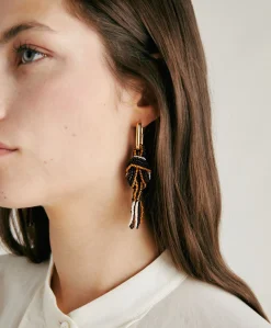 Donne Momonì Bijoux-Orecchini Nodu Con Perline - Cacao Multicolor