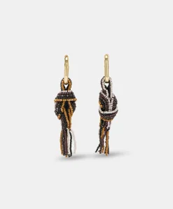 Donne Momonì Bijoux-Orecchini Nodu Con Perline - Cacao Multicolor