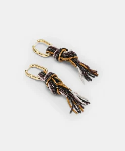 Donne Momonì Bijoux-Orecchini Nodu Con Perline - Cacao Multicolor