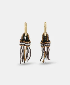 Donne Momonì Bijoux-Orecchini Zimmari Con Perline - Cacao Multicolor