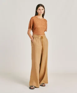 Donne Momonì Pantaloni E Shorts-Pantaloni Aliterru In Lino - Sabbia