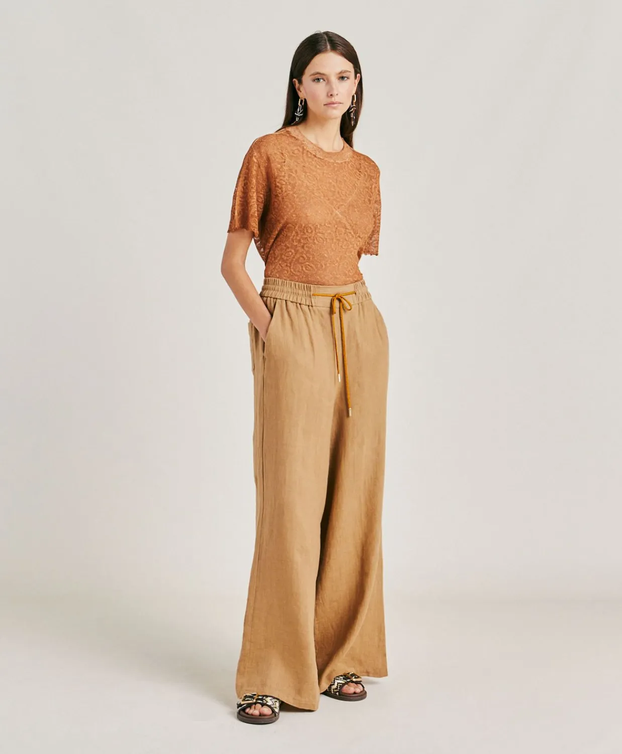 Donne Momonì Pantaloni E Shorts-Pantaloni Aliterru In Lino - Sabbia