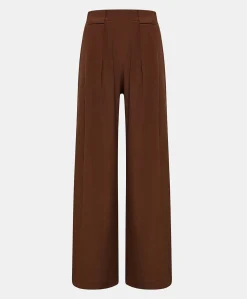 Donne Momonì Pantaloni E Shorts-Pantaloni Aspen In Acetato Seta - Cioccolato