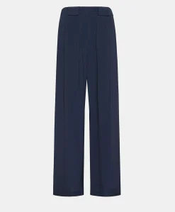 Donne Momonì Pantaloni E Shorts-Pantaloni Aspen In Acetato Seta - Blu Notte