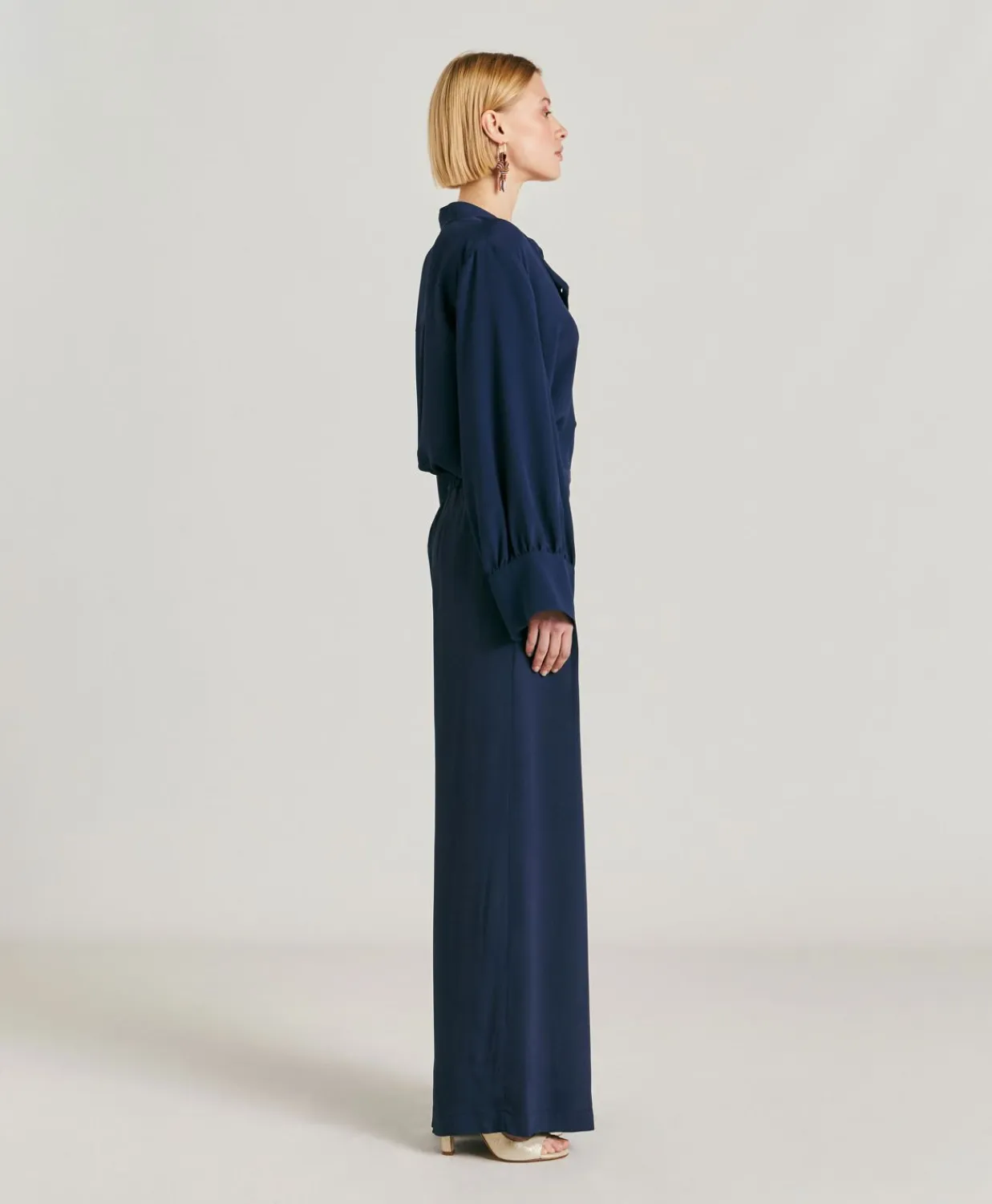 Donne Momonì Pantaloni E Shorts-Pantaloni Aspen In Acetato Seta - Blu Notte