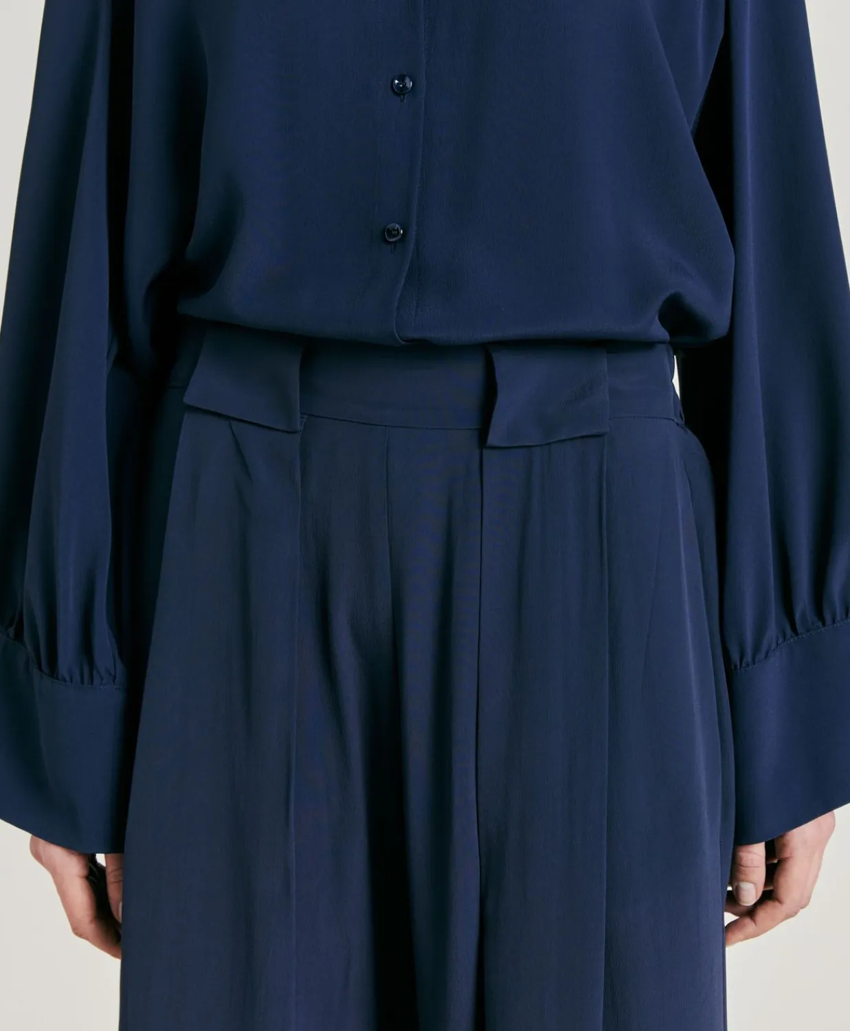 Donne Momonì Pantaloni E Shorts-Pantaloni Aspen In Acetato Seta - Blu Notte