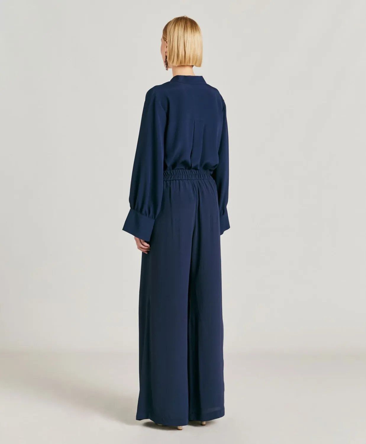 Donne Momonì Pantaloni E Shorts-Pantaloni Aspen In Acetato Seta - Blu Notte