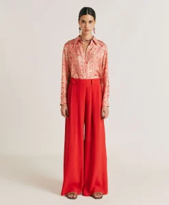 Donne Momonì Pantaloni E Shorts-Pantaloni Aspen In Acetato Seta - Azalea