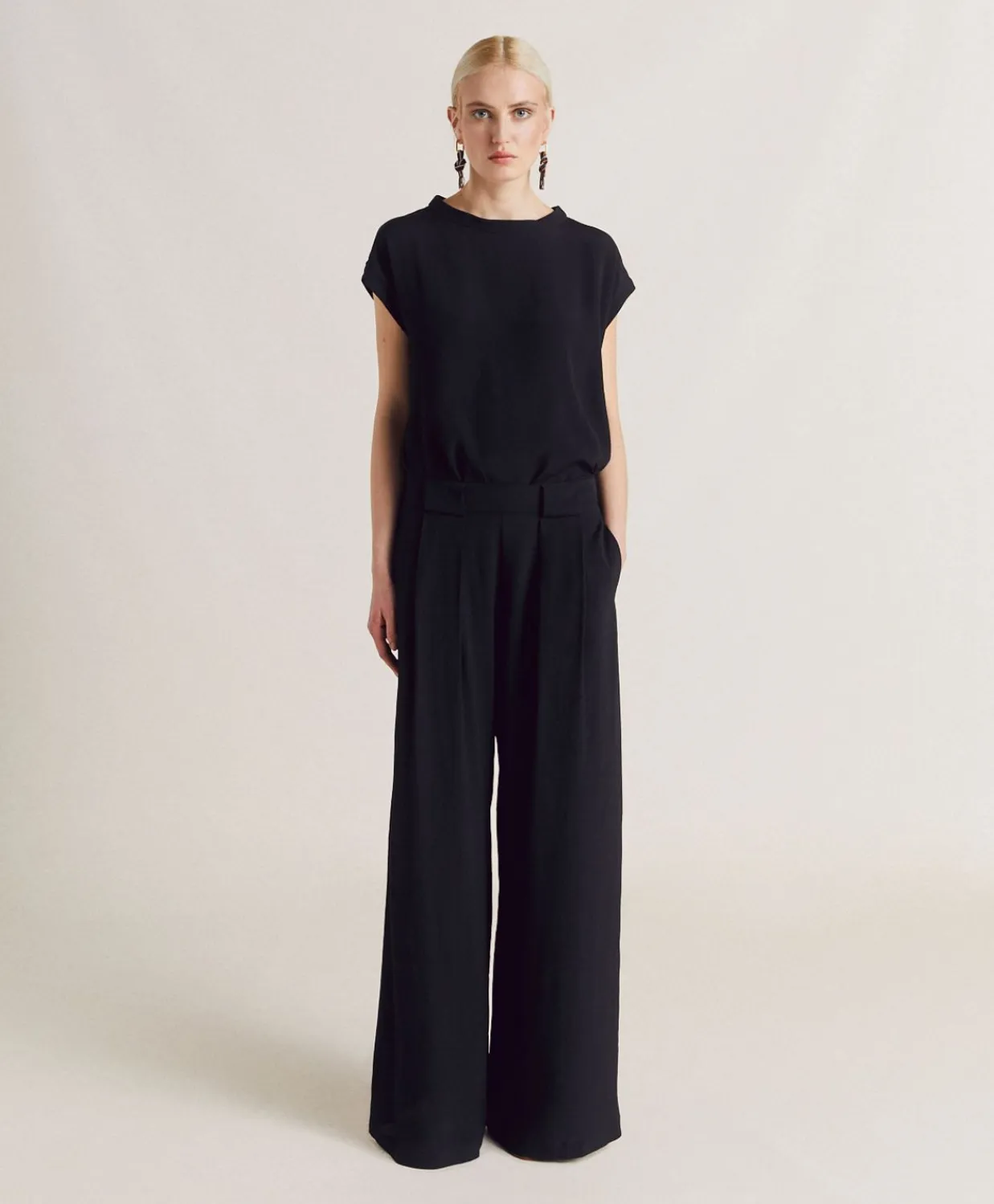 Donne Momonì Pantaloni E Shorts-Pantaloni Aspen In Acetato Seta - Nero
