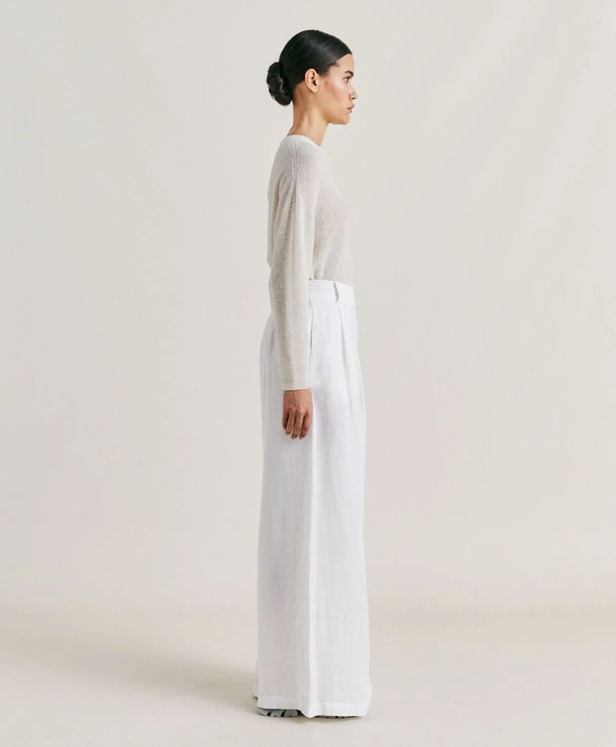 Donne Momonì Pantaloni E Shorts-Pantaloni Aspen In Lino Unito - Bianco Ottico