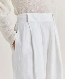 Donne Momonì Pantaloni E Shorts-Pantaloni Aspen In Lino Unito - Bianco Ottico