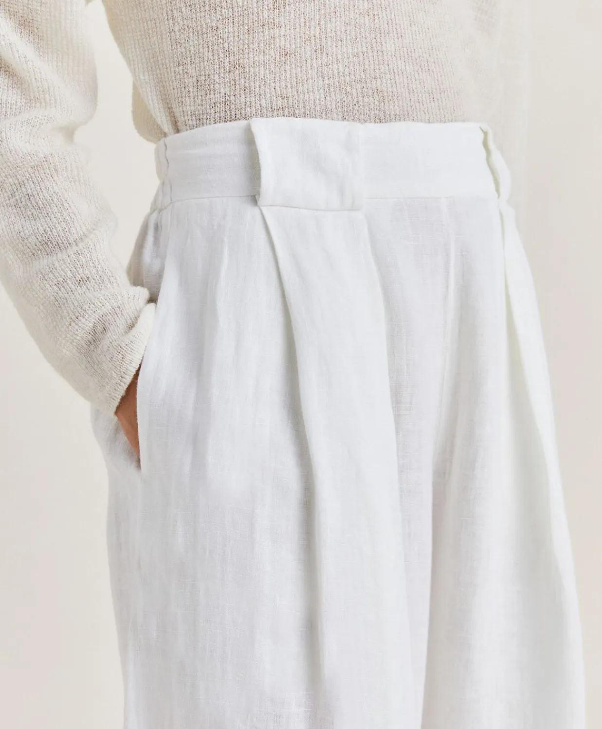 Donne Momonì Pantaloni E Shorts-Pantaloni Aspen In Lino Unito - Bianco Ottico